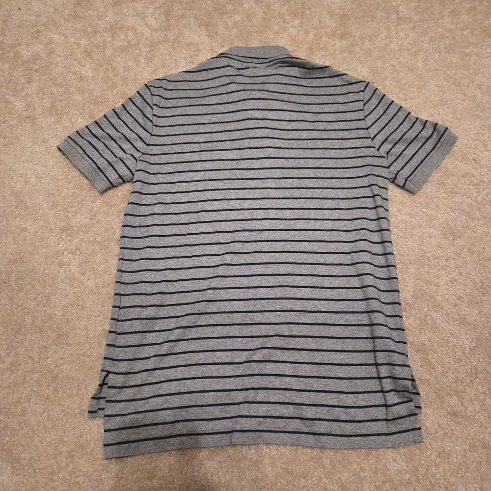 Polo Ralph Lauren Polo Shirt Mens Small Gray Blue Striped Pima Cotton Pony Logo